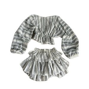 Loveshackfancy striped Ruffle Mini Skirt and Top Set XS and Small